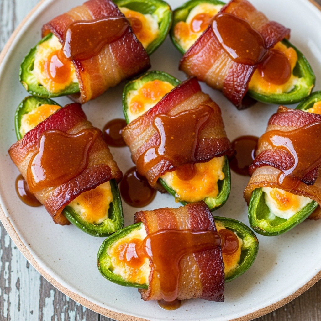 Copycat Bacon Wrapped Jalapeño Poppers with Smoky Honey Glaze